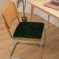 Macro view showing the soft texture of a dark green plush heated seat cushion on a wooden chair - Rabbit Plush Style / 40x40cm Standard Type / Dark Green