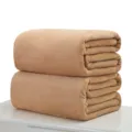 Soft solid color camel flannel blanket stacked on white surface for gift or home use - 70x100cm / Desert Camel