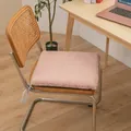 Comfortable soft plush pink seat cushion with ties on a retro wooden rattan chair - Rabbit Plush Style / 40x40cm Standard Type / Dusty Pink