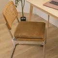 Detail of brown plush heating chair cushion on a wooden office chair in a home workspace - Rabbit Plush Style / 40x40cm Standard Type / Light Coffee
