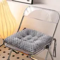 Macro detail view of a thick gray dotted plush seat cushion tied to a modern chair - Square 40*40 / Smoke