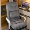 Macro view of grey dotted plush one-piece office chair cushion with tufted detail - Integrated Backrest Style / 45x45x55cm / Smoke