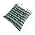 Vue détaillée d'un coussin de chaise carré avec un motif à rayures vertes et blanches - 40*40cm / Rayures vertes