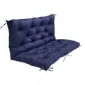 Cuscino per panca da esterno ispessito blu scuro con design trapuntato e tessuto impermeabile - Impermeabile-Blu Marino