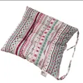Cojín de asiento cuadrado grueso de lino y algodón con estampado étnico y lazos laterales - 40x40cm / Rosa Étnico