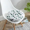 Cojín de asiento redondo de algodón y lino con diseño de patrón de renos y pinos - 45x45cm / Round Nordic Deer