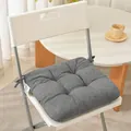 Close-up of thick grey tufted seat cushion with ties on a white chair - 40*40cm / Marl Grey