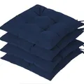 Juego de cuatro cojines impermeables para sillas de exterior azul marino con lazos de patio - Azul Marino (Punto 4 Fijo)