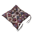 Thick ethnic style cotton linen seat cushion with colorful geometric patterns and ties - Ethnic Rhombus / 40x40cm