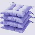 Juego de 4 cojines de silla morados acolchados con lazos para interior y exterior - Gris Plata (Punto 4 Fijo)
