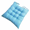 Coussin de chaise carré avec motif à chevrons bleu et blanc et attaches de fixation - 40*40cm / Vague Bleu Clair