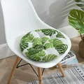 Cojín de silla redondo grueso de algodón y lino con estampado de hojas de monstera verdes - 40*40cm / Estilo Hoja de Plátano Verde (Redondo)
