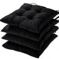 Juego de cuatro cojines negros para sillas de exterior con tela impermeable gruesa. - Negro (Punto 4 Fijo)