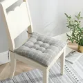 Cojín de asiento transpirable de algodón y lino a cuadros grises y blancos con lazos - 40x40cm / Cuadrado - Fondo Gris Cuadrícula Blanca