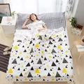 Portable cotton travel sleep liner set with geometric triangle pattern for hotel hygiene - White Triangle Pattern