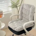 Premium plush grey electric heated office chair seat cushion and backrest support - Non-Heated / Silver Gray