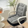 Soft grey plush electric heated chair cushion and backrest for office lumbar support - Non-Heated / Medium Grey