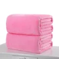 Soft premium pink flannel fleece blanket folded neatly on white surface for home use - 50x70cm (Pet Blanket) / Light Pink