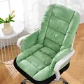 Cojín de asiento calefactado verde de felpa y respaldo integrado para silla de oficina - Verde Frijol