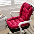 Thick plush wine red electric heated integrated office chair cushion pad with back support - Burgundy