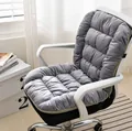 Premium grey plush heated chair cushion with integrated backrest support for office - Smoke