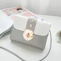 Elegant color-block women's crossbody bag in white and gray with stylish gold lock - Gray