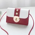Stylish two-tone dark red and white crossbody small square bag with elegant gold lock - Red