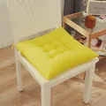 Cojín de silla amarillo de tela cepillada gruesa con lazos para sillas de comedor - Paquete de 40x40 / Amarillo maíz