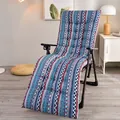Detailed view of thick reversible recliner cushion with ethnic geometric pattern. - Ethnic Style Blue