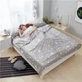 Portable cotton travel sleeping bag liner with grey and yellow star pattern for hotels. - 80*230CM / Grey Star