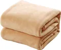 Premium soft beige flannel fleece blanket with velvet texture for home and sofa bedding - 50x70cm (Pet Blanket) / Light Camel