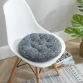 Cómodo cojín redondo de lino con patrón de olas azul marino para oficina y hogar - 40*40cm / Estilo de Pequeñas Olas (Redondo)