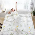 Portable cotton travel sleeping bag liner with yellow floral pattern for hotel use - 80*230CM / Purple Flower Theme