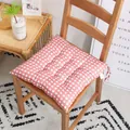 Cojín de silla grueso con cuadros rojos y blancos y lazos para silla de comedor casera - Pequeño cuadro naranja
