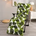 Thick brushed lounge chair cushion with green monstera leaf pattern for folding chairs - 48x170cm / Green Palm Leaf