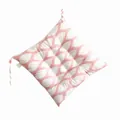 Cojín de silla cuadrado con diseño de hojas rosa y blanco y lazos de sujeción - Rombo Rosa