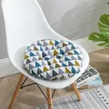 Cojín redondo grueso de algodón para silla con patrones geométricos de triángulos azules - 40x40cm / Round Colorful Geometric