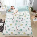 Portable travel sleeping bag liner with giraffe and leaf print on white cotton - Tropical Jungle