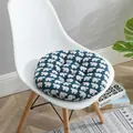 Cojín de silla redondo de algodón y lino con estampado de oso polar azul para casa u oficina - 40x40cm / Round Polar Bear