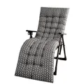 Thick grey and white herringbone patterned cushion for outdoor folding lounge chair - 48x170cm / Grey Arrow