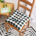 Cojín de silla grueso cepillado con estampado clásico de cuadros verdes - 40x40cm / Cuadros Grandes Grises