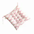 Square pink and white patterned thick chair cushion with corner ties for dining chairs - 40*40CM / Pink Quilted