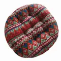 Cojín redondo de algodón y lino con patrón bohemio para sillas de oficina y hogar - 40*40cm / Estilo Rojo Étnico (Redondo)