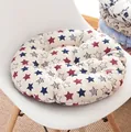 Cojín redondo grueso de algodón y lino con diseño de estrellas rojas y azules para silla - 40x40cm / Round Star