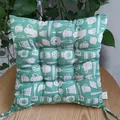 Cojín de silla cuadrado grueso de algodón y lino transpirable con patrón de cocina verde - 40*40cm / Estilo de Vajilla Verde (Cuadrado)