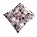 Cojín de silla cuadrado gris con estampado de trébol de cuatro hojas y lazos de fijación - Trébol (Caqui) / 40x40cm