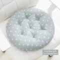 Coussin de chaise rond et épais en coton et lin avec motif d'étoiles grises et blanches - Gris avec petites étoiles