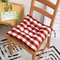 Cojín de silla grueso a cuadros rojos y marrones con cintas para sillas de comedor - 40x40cm / Cuadros Grandes Rojos