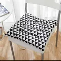 Cojín de silla grueso y transpirable de algodón y lino con patrón geométrico negro - 40x40cm / Triángulo Negro
