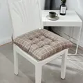 Cojín de asiento cuadrado acolchado con patrón de rejilla marrón y blanco para silla - Rejilla Gris Cepillada / 40x40cm